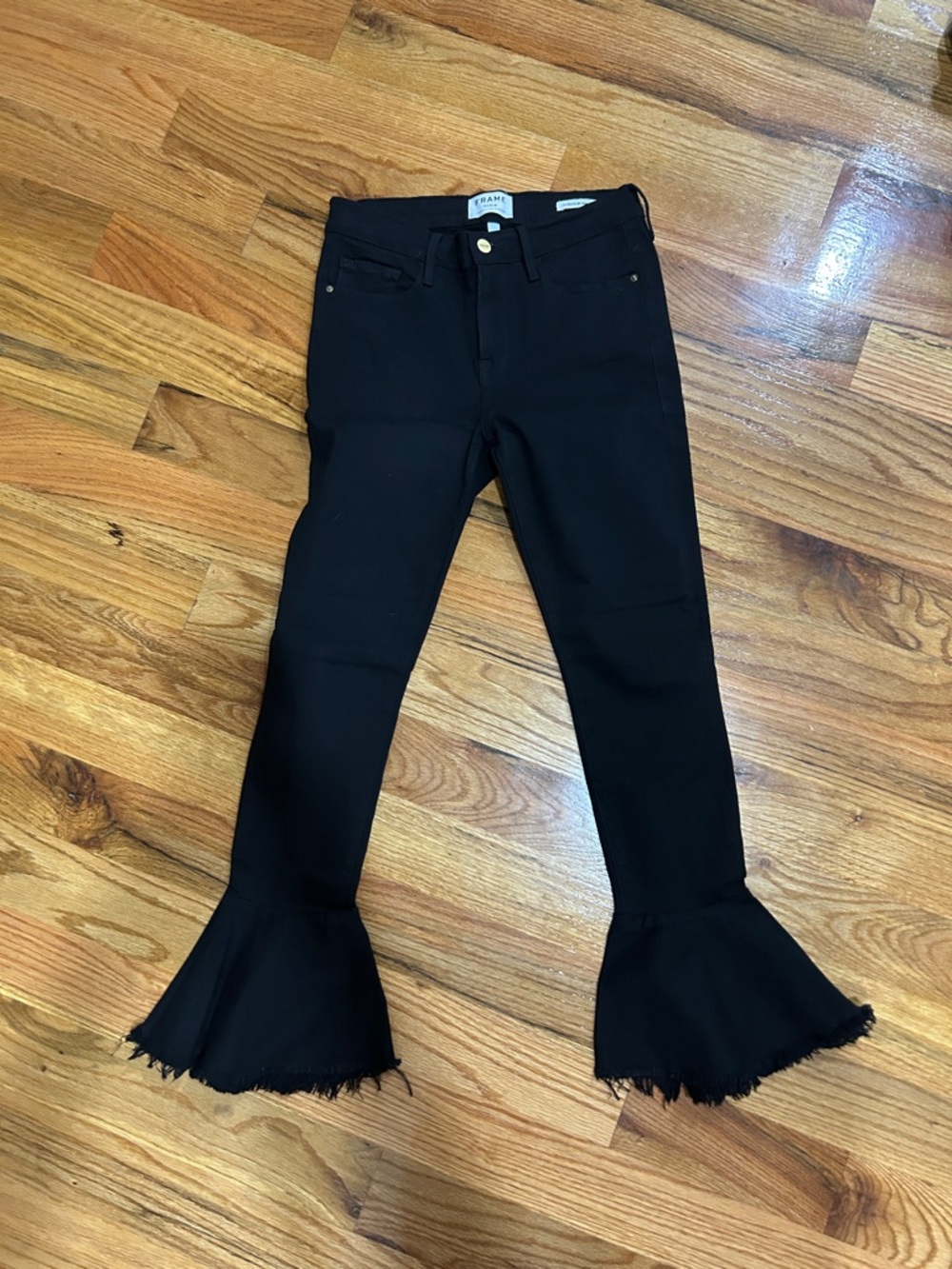 Frame Denim Black Flared Hem Jeans